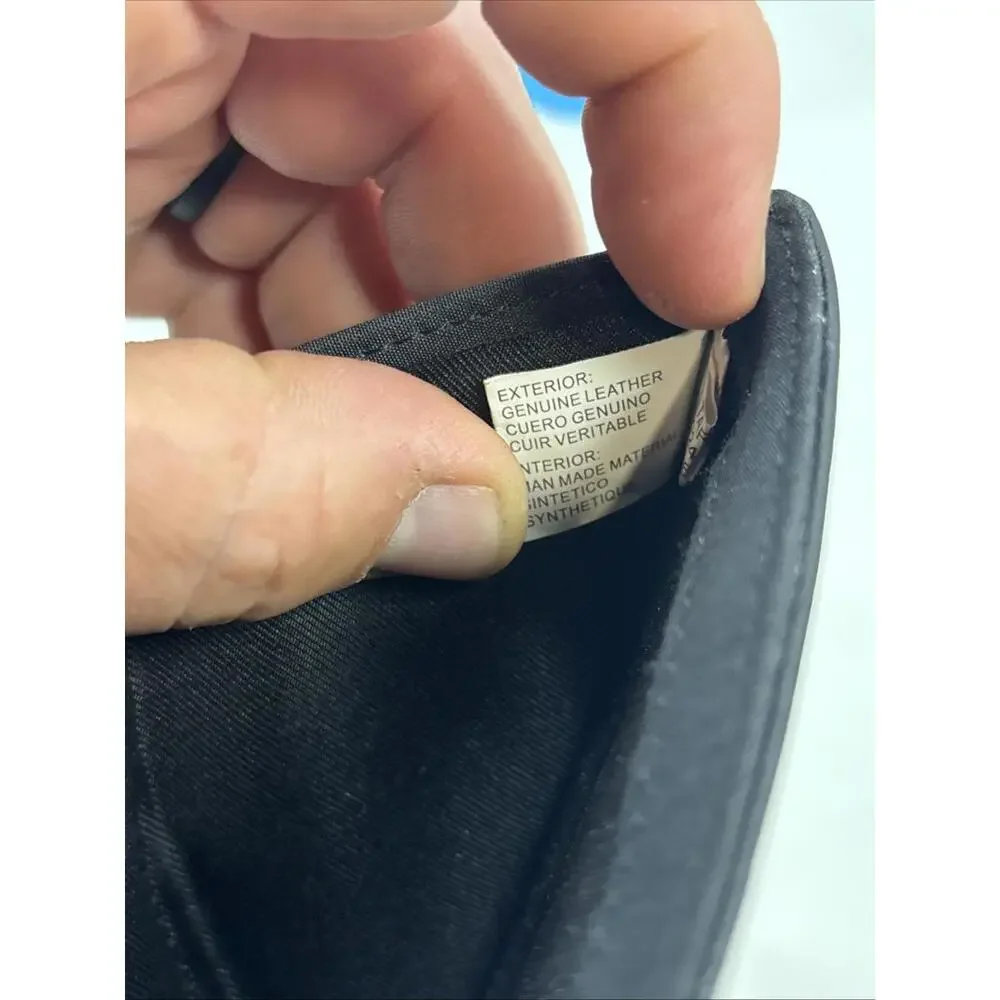 Black Women's Target Genuine Leather Wallet with Off white stitching
